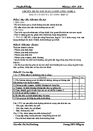Giáo án Công nghệ Lớp 6 - Bài 15+16: Cơ sở của ăn uống hợp lí. Vệ sinh an toàn thực phẩm - Năm học 2019-2020 - Bùi Thị Kim Dung