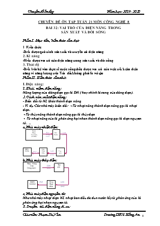 Giáo án Công nghệ Lớp 8 - Tuần 21+22 - Năm học 2019-2020 - Phạm Thị Vân