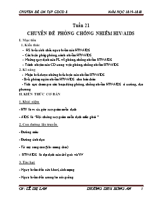 Giáo án Giáo dục công dân Lớp 8 - Tuần 21+22 - Năm học 2019-2020 - Lê Thị Lan