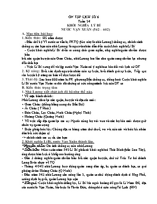 Giáo án Lịch sử Lớp 6 - Tuần 24: Khởi nghĩa Lý Bí. Nước Vạn Xuân (542-602) - Trần Quốc Vĩnh