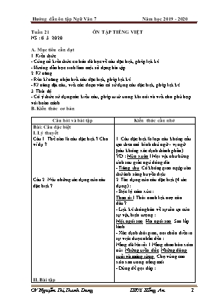 Giáo án Ngữ Văn Lớp 7 - Tuần 21+22 - Năm học 2019-2020 - Nguyễn Thị Thanh Dung