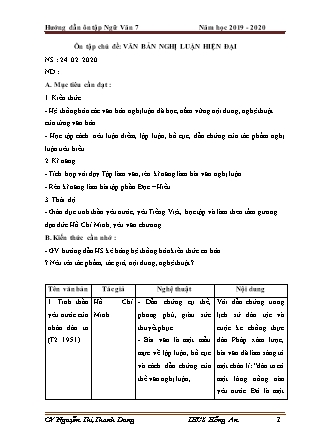 Giáo án Ngữ Văn Lớp 7 - Tuần 24 - Chủ đề: Văn bản nghị luận hiện đại - Năm học 2019-2020 - Nguyễn Thị Thanh Dung