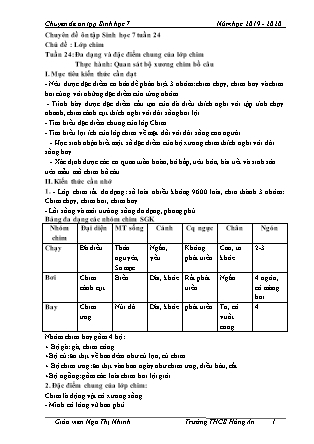 Giáo án Sinh học Lớp 7 - Tuần 24 - Chủ đề: Lớp chim - Năm học 2019-2020 - Ngô Thị Nhinh