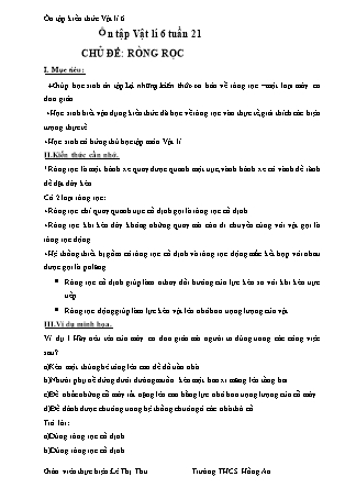 Giáo án Vật lý Lớp 6 - Tuần 22 - Chủ đề: Ròng rọc - Lê Thị Thu