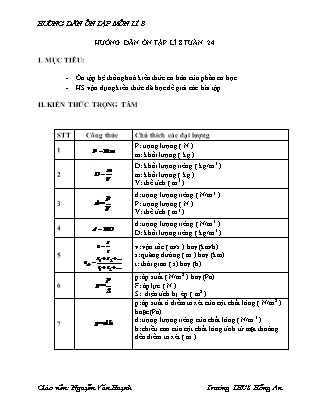 Giáo án Vật lý Lớp 8 - Tuần 24 - Nguyễn Văn Huynh
