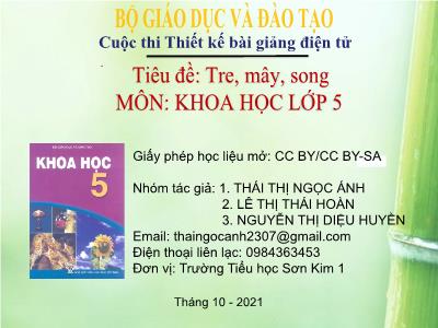 Bài giảng Khoa học Lớp 5 - Tiêu đề: Tre, mây, song