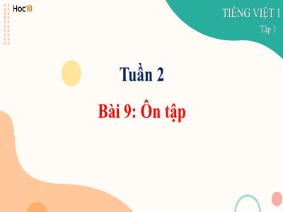 Bài giảng Tiếng Việt Lớp 1 - Tuần 2, Bài 9: Ôn tập