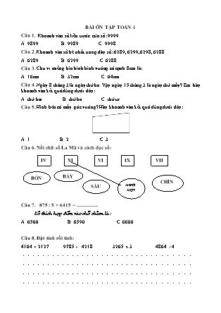 Bài Ôn tập Toán + Tiếng Việt Lớp 2 (Tuần 3)