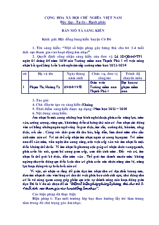 Bản mô tả SKKN Một số biện pháp gây hứng thú cho trẻ 3-4 tuổi tích cực tham gia vào hoạt động âm nhạc NH 2023-2024 (Phạm Thị Hoàng Ty)