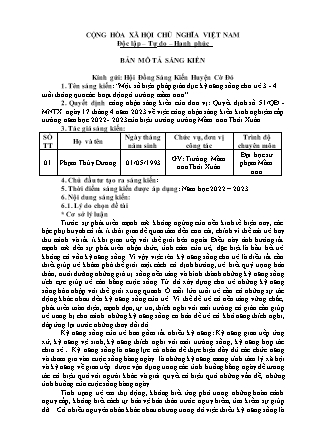 Bản mô tả SKKN Một số biện pháp giáo dục kỹ năng sống cho trẻ 3-4 tuổi thông qua các hoạt động ở trường mầm non NH 2022-2023 (Phạm Thùy Dương)
