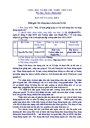 Bản mô tả SKKN Một số biện pháp giúp trẻ 5-6 tuổi hứng thú với hoạt động ngoài trời NH 2023-2024 (Nguyễn Thị Chữ)