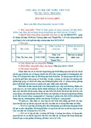 Bản mô tả SKKN Một số biện pháp sử dụng nguyên vật liệu thiên nhiên, sưu tầm, tái sử dụng trong hoạt động tạo hình cho trẻ 5-6 tuổi NH 2023-2024 (Trần Thị Mai Anh)
