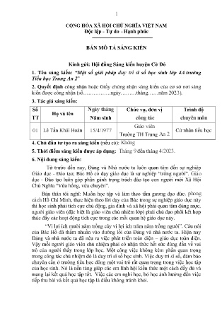 Bản mô tả SKKN Một số giải pháp duy trì sĩ số học sinh lớp 4A Trường TH Trung An 2 NH 2022-2023 (Lê Tấn Khải Hoàn)