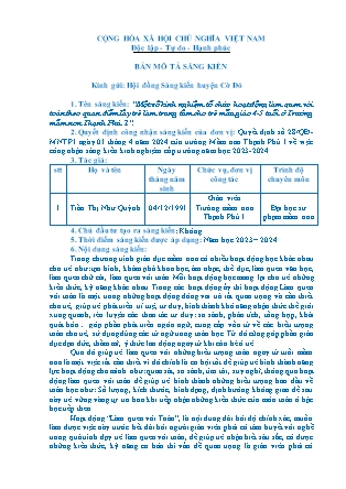 Bản mô tả SKKN Một số kinh nghiệm tổ chức hoạt động làm quen với toán theo quan điểm lấy trẻ làm trung tâm cho trẻ mẫu giáo 4-5 tuổi ở Trường mầm non Thạnh Phú 1 NH 2023-2024 (Trần Thị Như Quỳnh)