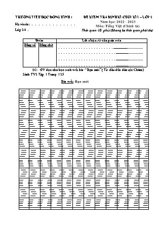 Đề kiểm tra cuối học kì I môn Toán + Tiếng Việt Lớp 2 năm học 2022-2023 (Kèm hướng dẫn chấm)