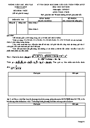 Đề thi Kỳ thi chọn đội tuyển HSG giải Toán trên MTCT - Toán THCS năm học 2017-2018 Phòng GD&ĐT Quận Ô Môn (Có hướng dẫn giải)