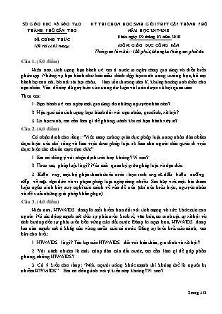 Đề thi Kỳ thi HSG THPT Cấp Thành phố Môn GDCD NH 2017-2018 Sở GD&ĐT TP Cần Thơ (Có đáp án)