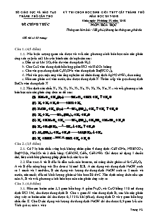 Đề thi Kỳ thi HSG THPT Cấp Thành phố Môn Hóa Học NH 2017-2018 Sở GD&ĐT TP Cần Thơ (Kèm hướng dẫn chấm)