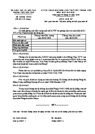 Đề thi Kỳ thi HSG THPT Cấp Thành phố Môn Lịch Sử NH 2017-2018 Sở GD&ĐT TP Cần Thơ (Kèm hướng dẫn chấm)