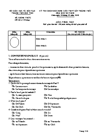 Đề thi Kỳ thi HSG THPT Cấp Thành phố Môn Tiếng Pháp NH 2017-2018 Sở GD&ĐT TP Cần Thơ (Kèm hướng dẫn chấm)