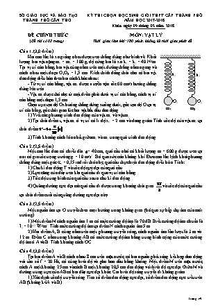Đề thi Kỳ thi HSG THPT Cấp Thành phố Môn Vật Lí NH 2017-2018 Sở GD&ĐT TP Cần Thơ (Kèm hướng dẫn chấm)