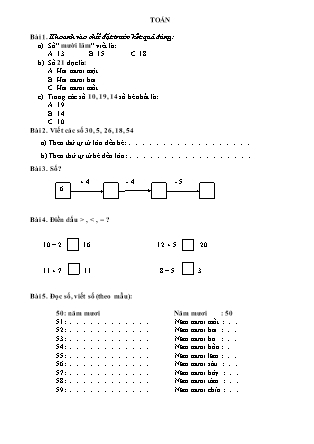 Hướng dẫn Học ở nhà môn Toán - Lớp 1 (Tuần 23 NH 2020-2021)