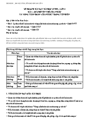 Kế hoạch bài dạy BÀI HỌC STEM Khoa Học 4 - Bài 1: Sự chuyển thể của nước và vòng tuần hoàn của nước trong tự nhiên