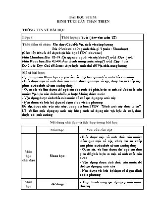 Kế hoạch bài dạy BÀI HỌC STEM Khoa Học 4 - Bình tưới cây thân thiện