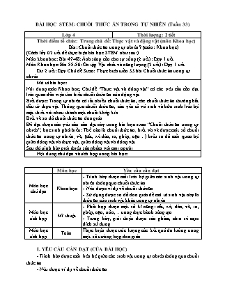 Kế hoạch bài dạy BÀI HỌC STEM Khoa Học 4 - Tuần 33: Chuỗi thức ăn trong tự nhiên