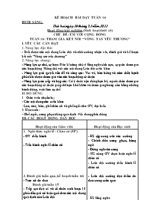 Kế hoạch bài dạy Chương trình học Lớp 2 - Tuần 16 năm học 2022-2023 (GV Bùi Thị Bích Hiền)