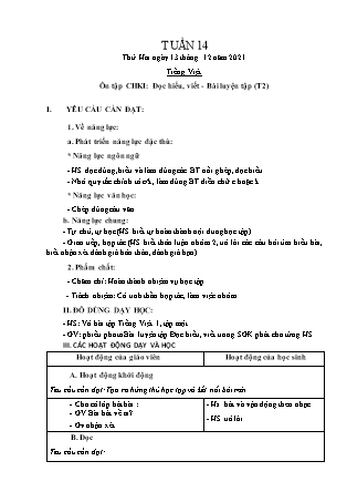 Kế hoạch bài dạy Chương trình Lớp 1 - Tuần 14 năm học 2021-2022 (Nguyễn Thị Tuyết Thanh)