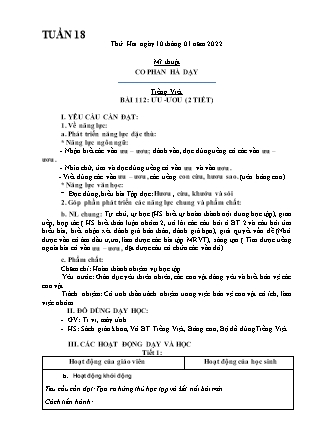 Kế hoạch bài dạy Chương trình Lớp 1 - Tuần 18 năm học 2021-2022 (Phạm Thị Thu Hà)