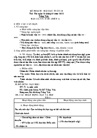 Kế hoạch bài dạy Chương trình Lớp 1 - Tuần 18 năm học 2021-2022 (Nguyễn Thị Tuyết Thanh)