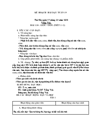 Kế hoạch bài dạy Chương trình Lớp 1 - Tuần 19 năm học 2021-2022 (Nguyễn Thị Tuyết Thanh)