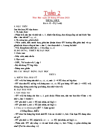 Kế hoạch bài dạy Chương trình Lớp 1 - Tuần 2 năm học 2021-2022 (Nguyễn Thị Tuyết Thanh)