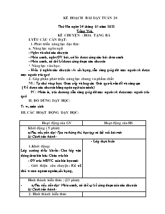 Kế hoạch bài dạy Chương trình Lớp 1 - Tuần 20 năm học 2021-2022 (Nguyễn Thị Tuyết Thanh)