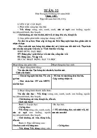Kế hoạch bài dạy Chương trình Lớp 1 - Tuần 22 năm học 2021-2022 (Đinh Thị Thúy Hương)