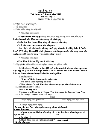 Kế hoạch bài dạy Chương trình Lớp 1 - Tuần 23 năm học 2021-2022 (Đinh Thị Thúy Hương)