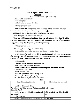 Kế hoạch bài dạy Chương trình Lớp 1 - Tuần 23 năm học 2021-2022 (Phạm Thị Thu Hà)