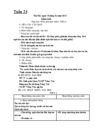 Kế hoạch bài dạy Chương trình Lớp 1 - Tuần 24 năm học 2021-2022 (Phạm Thị Thu Hà)
