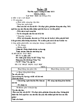 Kế hoạch bài dạy Chương trình Lớp 1 - Tuần 25 năm học 2021-2022 (Đinh Thị Thúy Hương)