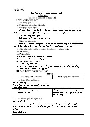 Kế hoạch bài dạy Chương trình Lớp 1 - Tuần 25 năm học 2021-2022 (Phạm Thị Thu Hà)