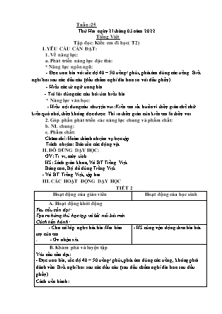 Kế hoạch bài dạy Chương trình Lớp 1 - Tuần 25 năm học 2021-2022 (Đặng Thị Xu)