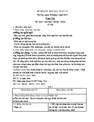 Kế hoạch bài dạy Chương trình Lớp 1 - Tuần 26 năm học 2021-2022 (Nguyễn Thị Tuyết Thanh)