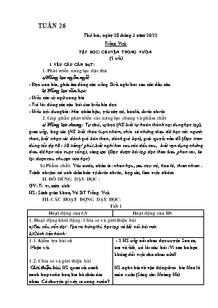 Kế hoạch bài dạy Chương trình Lớp 1 - Tuần 26 năm học 2021-2022 (Phạm Thị Thu Hà)