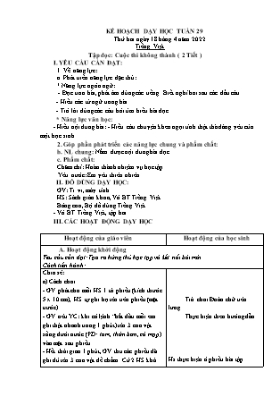 Kế hoạch bài dạy Chương trình Lớp 1 - Tuần 29 năm học 2021-2022 (Nguyễn Thị Tuyết Thanh)
