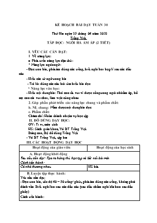 Kế hoạch bài dạy Chương trình Lớp 1 - Tuần 30 năm học 2021-2022 (Nguyễn Thị Tuyết Thanh)