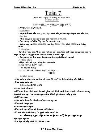 Kế hoạch bài dạy Chương trình Lớp 1 - Tuần 7 năm học 2021-2022 (Đinh Thị Thúy Hương)