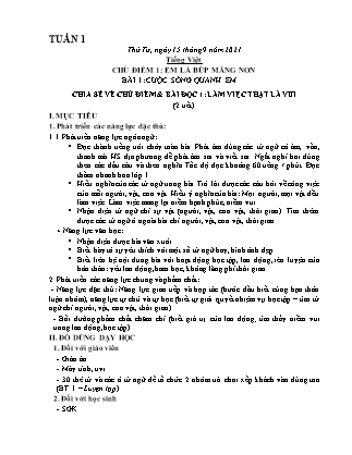 Kế hoạch bài dạy Chương trình Lớp 2 - Tuần 1 năm học 2021-2022 (Từ Thị Lý)