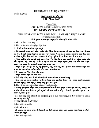 Kế hoạch bài dạy Chương trình Lớp 2 - Tuần 1 năm học 2022-2023 (Bùi Thị Bích Hiền)